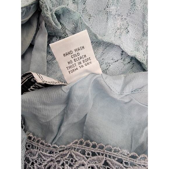 Nostalgia Maxi Dress Sz L Floral Lace Mesh Layered Blue Vintage 90's Cottagecore - Picture 8 of 8